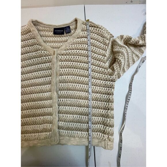 Liz Claiborne Petite white tan women’s cardigan size large - Picture 4 of 7